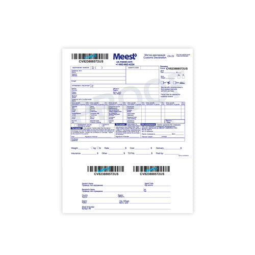 Customs declaration form